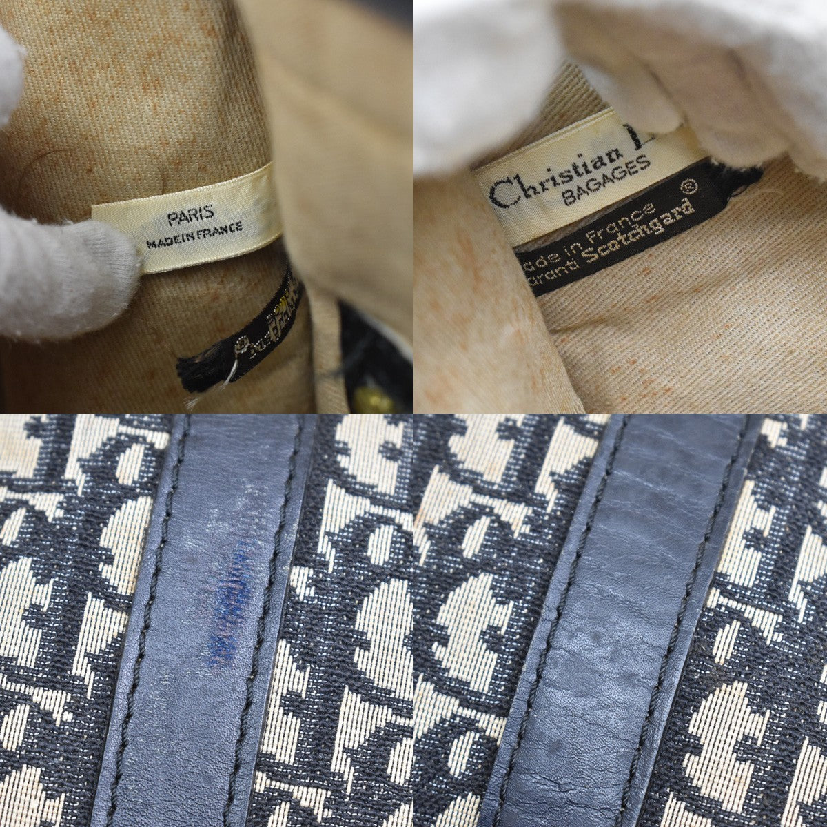 Christian Dior Vintage Trotter Boston Diorissimo Canvas, Navy, Canvas, Handbag