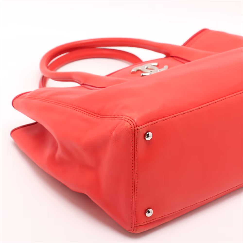 Chanel Cerf Executive Tote Leather, RED, LEATHER, Handbag