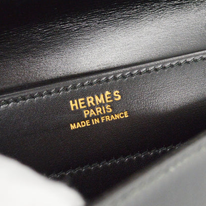 Hermes Sac a Depeches Box Calf, Black, Leather, Handbag
