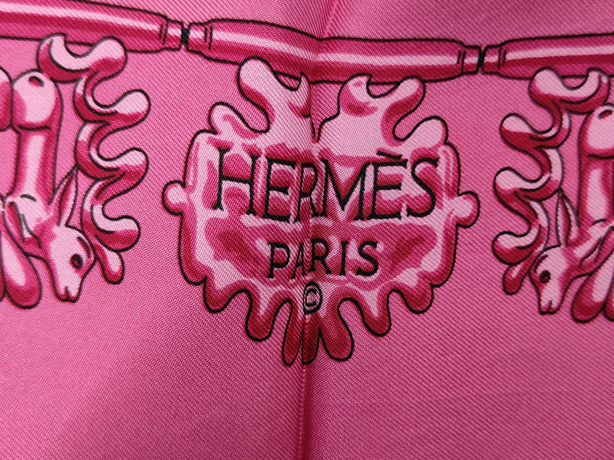 Hermes Carré 90 Silk multicolor, Pink, Silk, Scarf