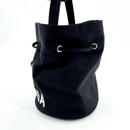 Balenciaga Wheel Drawstring Bucket Nylon, Black, Canvas, Handbag