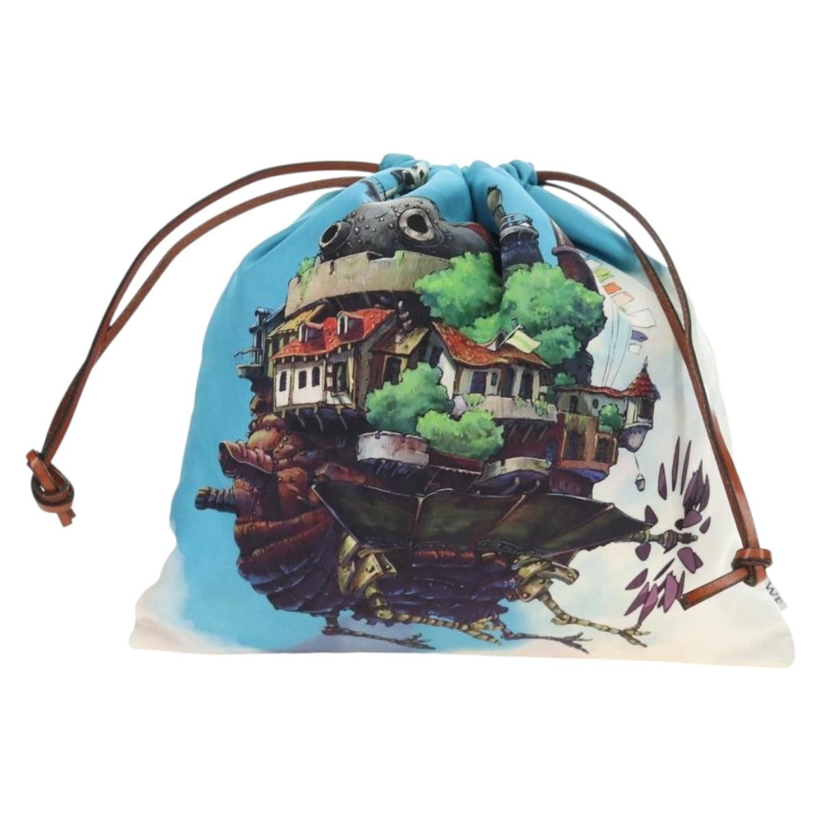 Loewe Paula Drawstring Printed Canvas, Blue, Canvas, Clutch