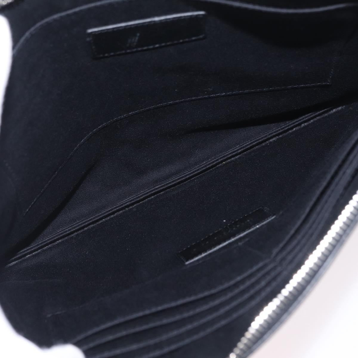 Saint Laurent Letters Zip Clutch Leather, Black, Leather, Clutch