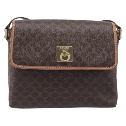 Celine Macadam Shoulder Canvas, Brown, Canvas, Crossbody Bag