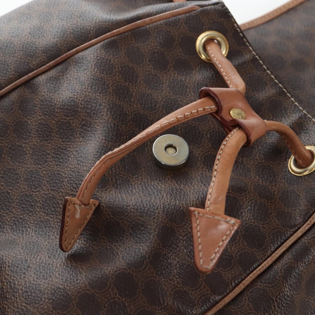 Celine Vintage Macadam Canvas, Brown, Canvas, Backpack