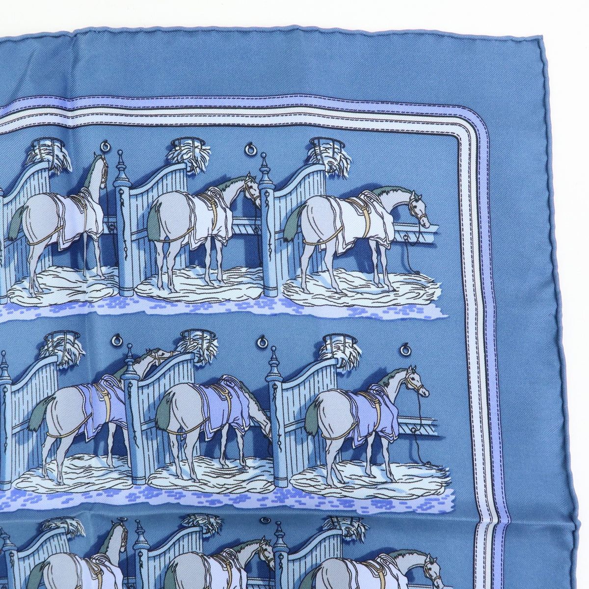 Hermes Carré 42 Silk, Blue, Silk, Scarf