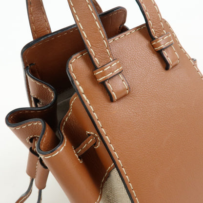 Loewe Hammock Leather and Canvas, Brown, Leather, Handbag