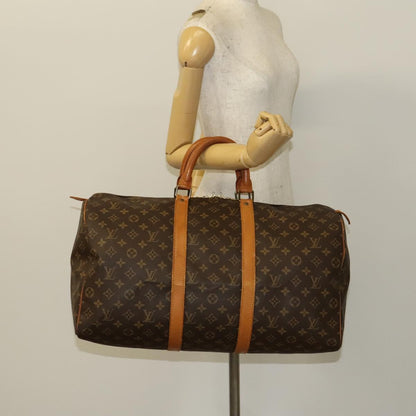 Louis Vuitton Keepall Bag Monogram Canvas, BROWN, CANVAS, Travel bag