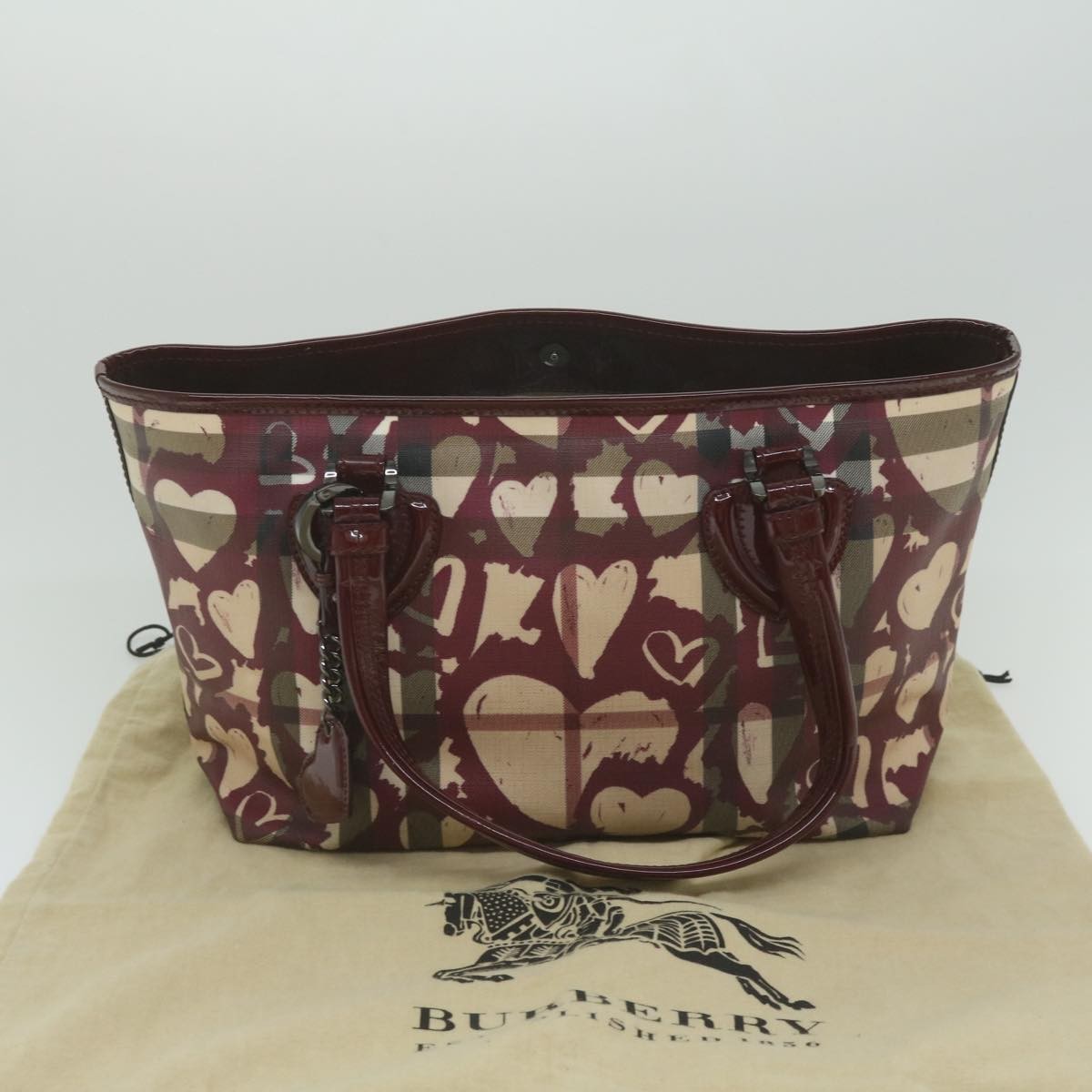 Burberry Open Nova Check Heart Coated Canvas, Multicolour, Canvas, Tote Bag