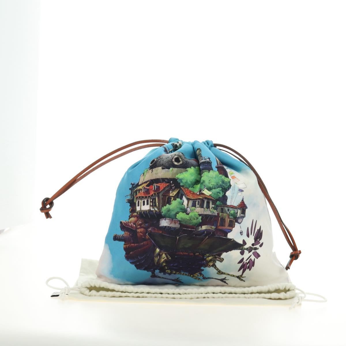 Loewe Paula Drawstring Printed Canvas, Blue, Canvas, Clutch