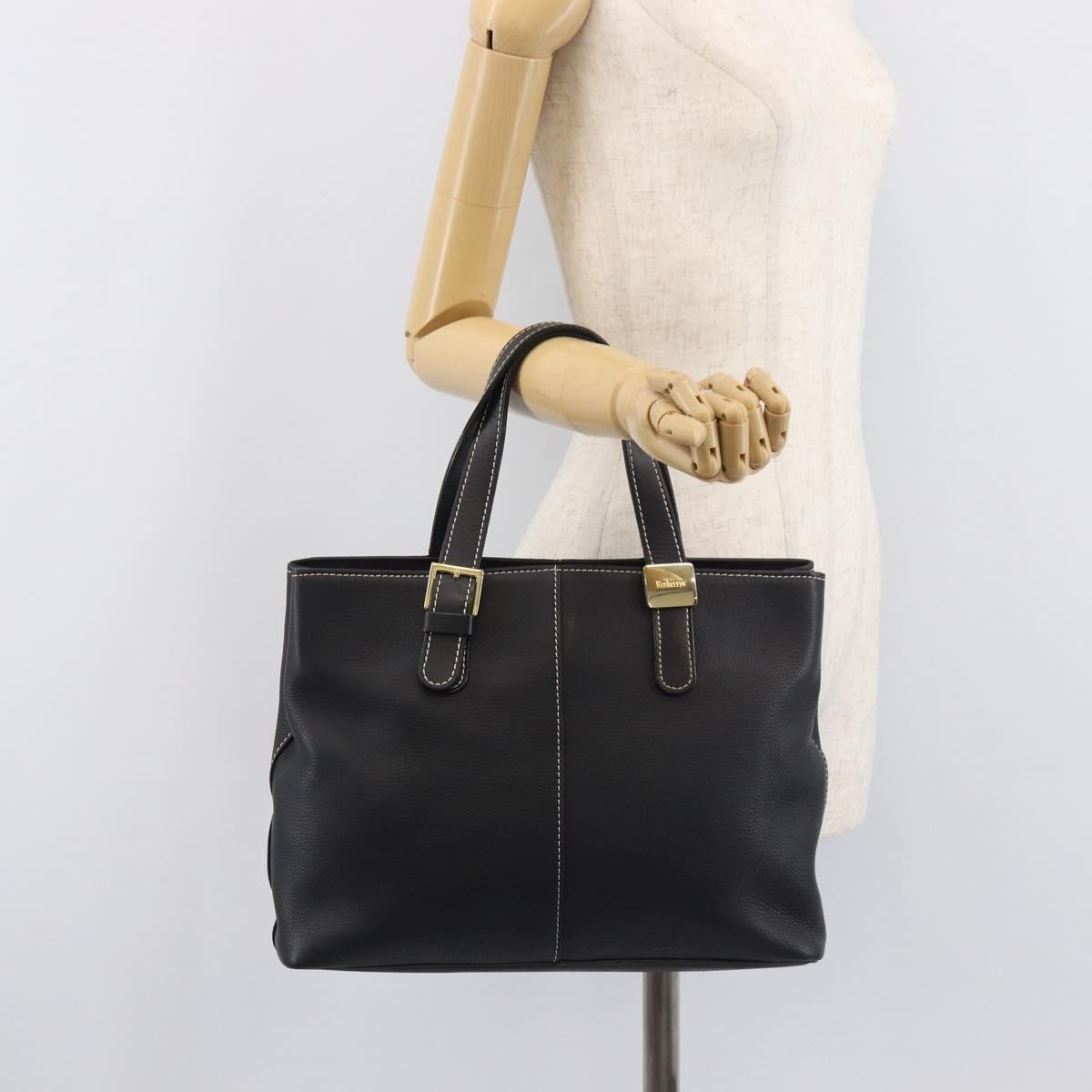 Burberry Vintage Leather, Black, Leather, Tote Bag