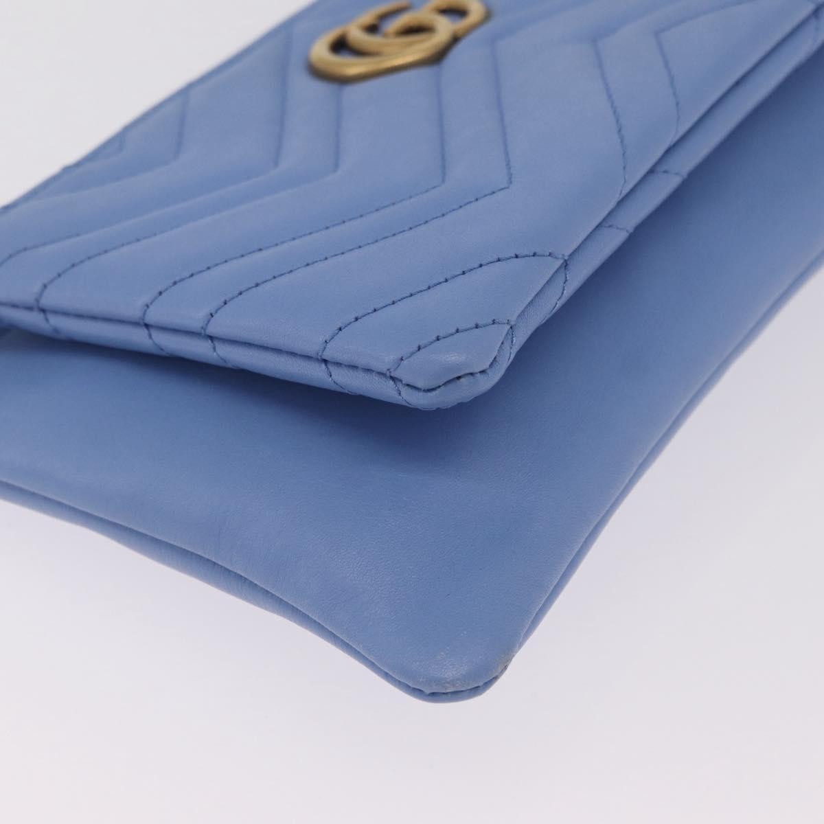 Gucci GG Marmont Double Matelasse Leather, Blue, Leather, Crossbody Bag
