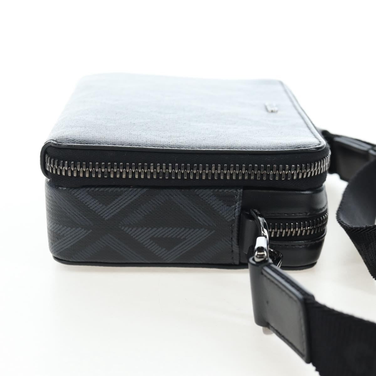 Christian Dior Double Zip CD Diamond Coated Canvas, Black, Canvas, Crossbody Bag