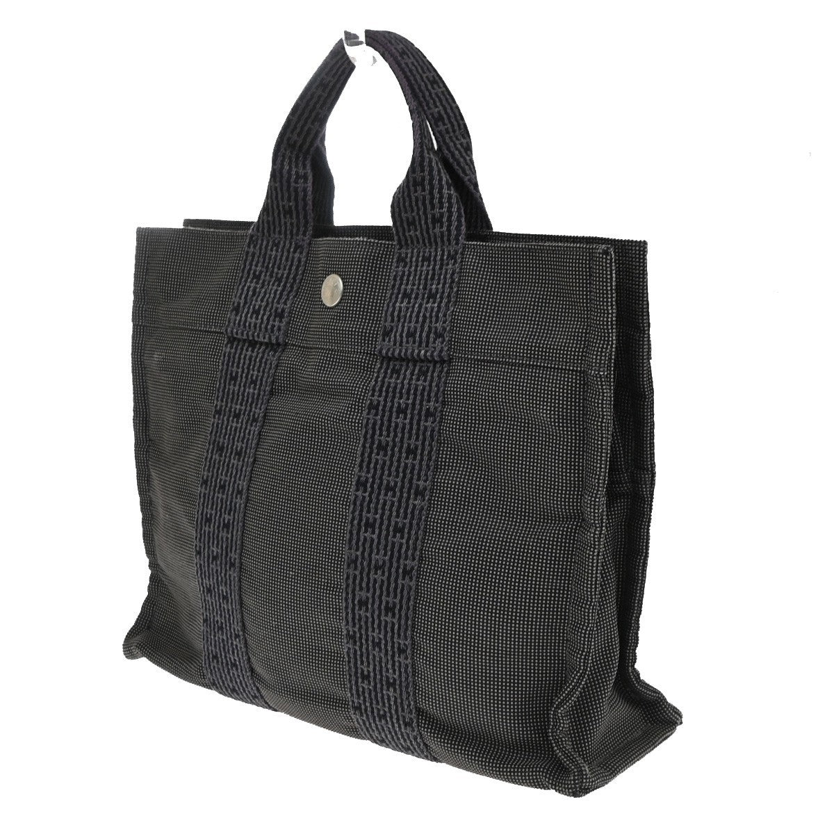 Hermes Fourre-tout Herline Canvas, Gray, Canvas, Tote Bag
