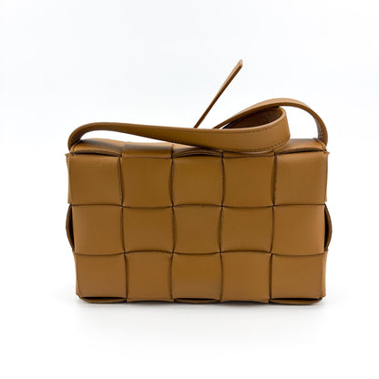Bottega Veneta Cassette Zip Maxi Intrecciato Webbed Canvas, Brown, Leather, Crossbody Bag