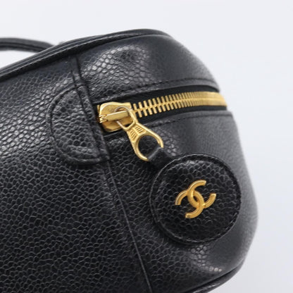Chanel Vintage Timeless Cosmetic Case Caviar, Black, Leather, Clutch