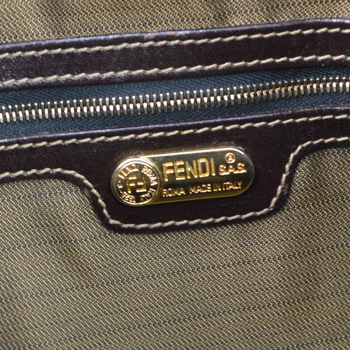 Fendi Zucca Tote Canvas, Brown, Canvas, Handbag
