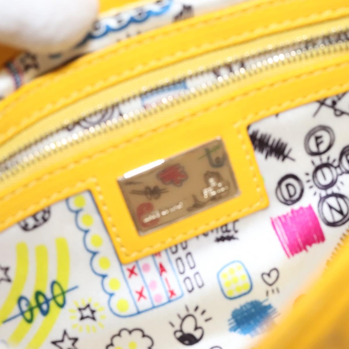 Fendi Baguette NM Bag Zucca Embossed Leather, YELLOW, LEATHER, Shoulder bag