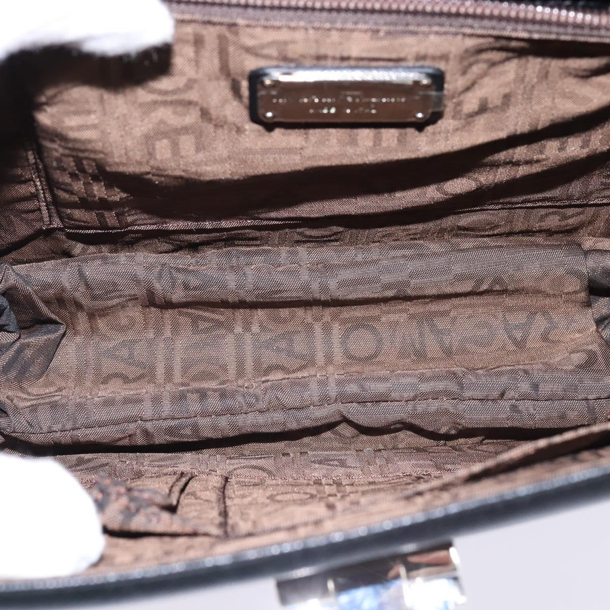 Salvatore Ferragamo Convertible Top Handle Leather, Black, Leather, Handbag