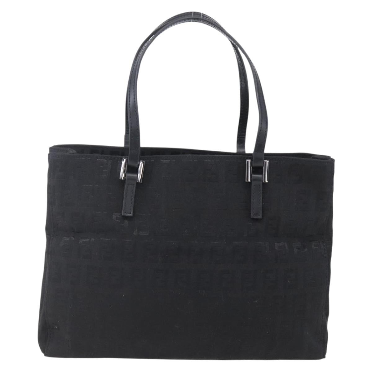 Fendi Vintage Shopping Zucchino Canvas, Black, Canvas, Tote Bag