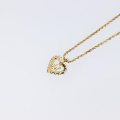 Christian Dior Logo Heart Pendant Metal with Crystal, Gold, Metal, Necklace