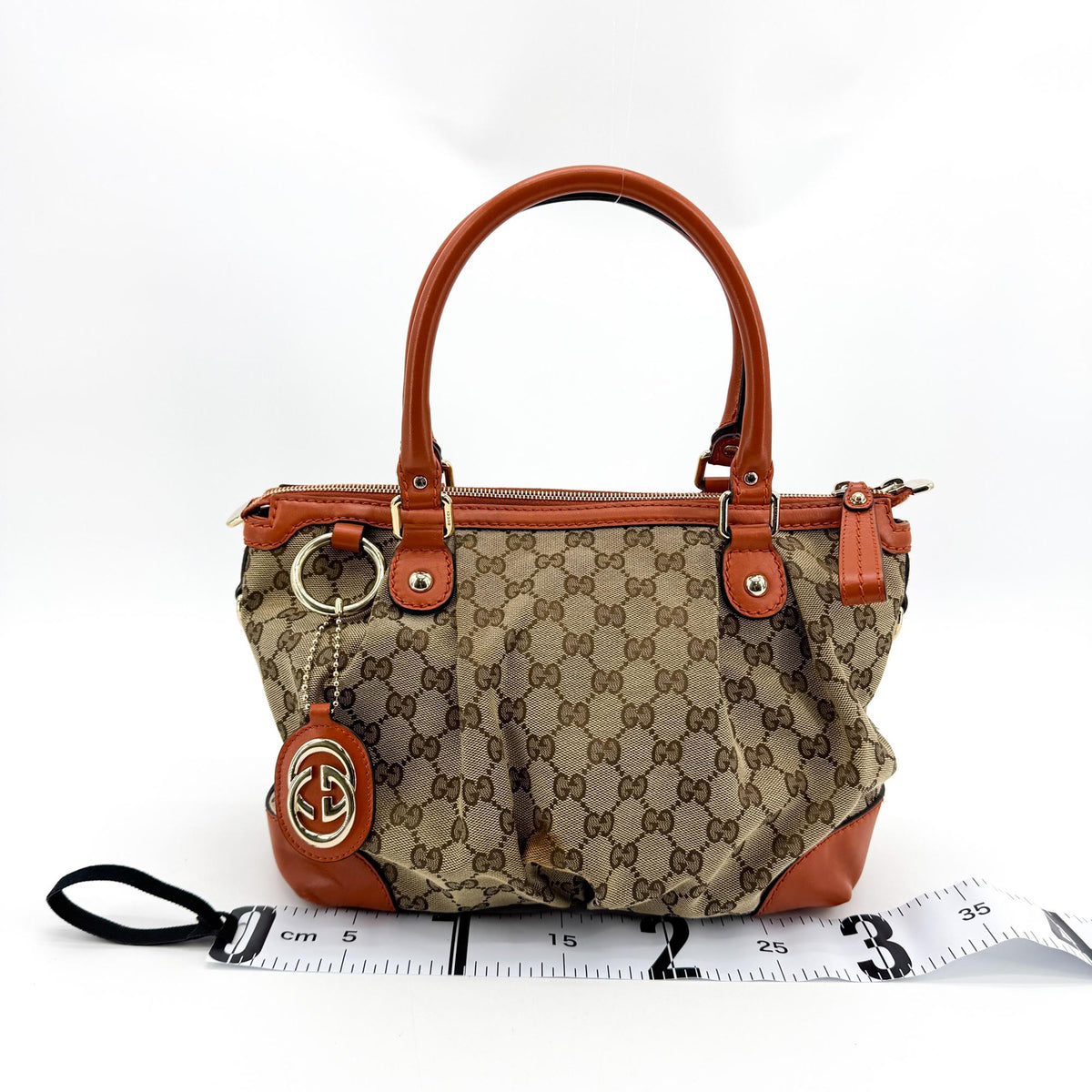 Gucci Sukey Top Handle Satchel GG Canvas with Leather, Brown, Canvas, Handbag