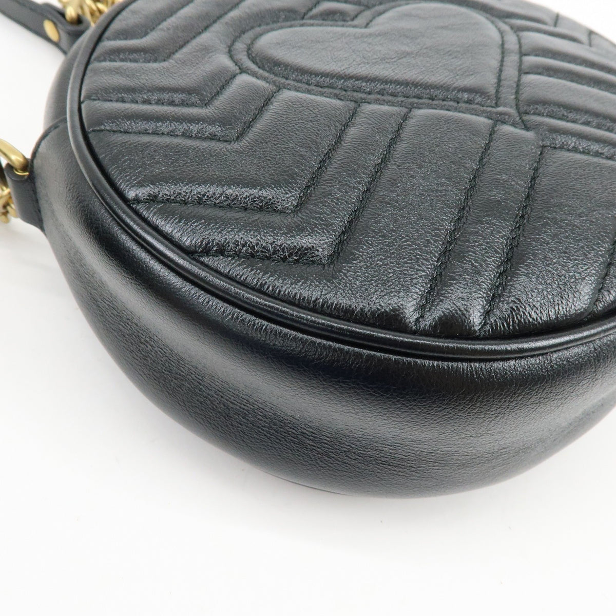 Gucci GG Marmont Round Matelasse Leather, Black, Leather, Shoulder Bag