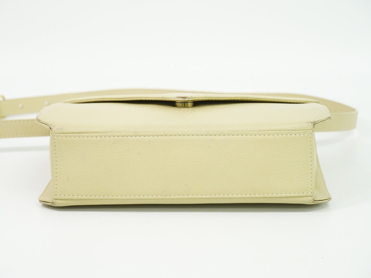 Saint Laurent Uptown Leather, Beige, Leather, Crossbody Bag