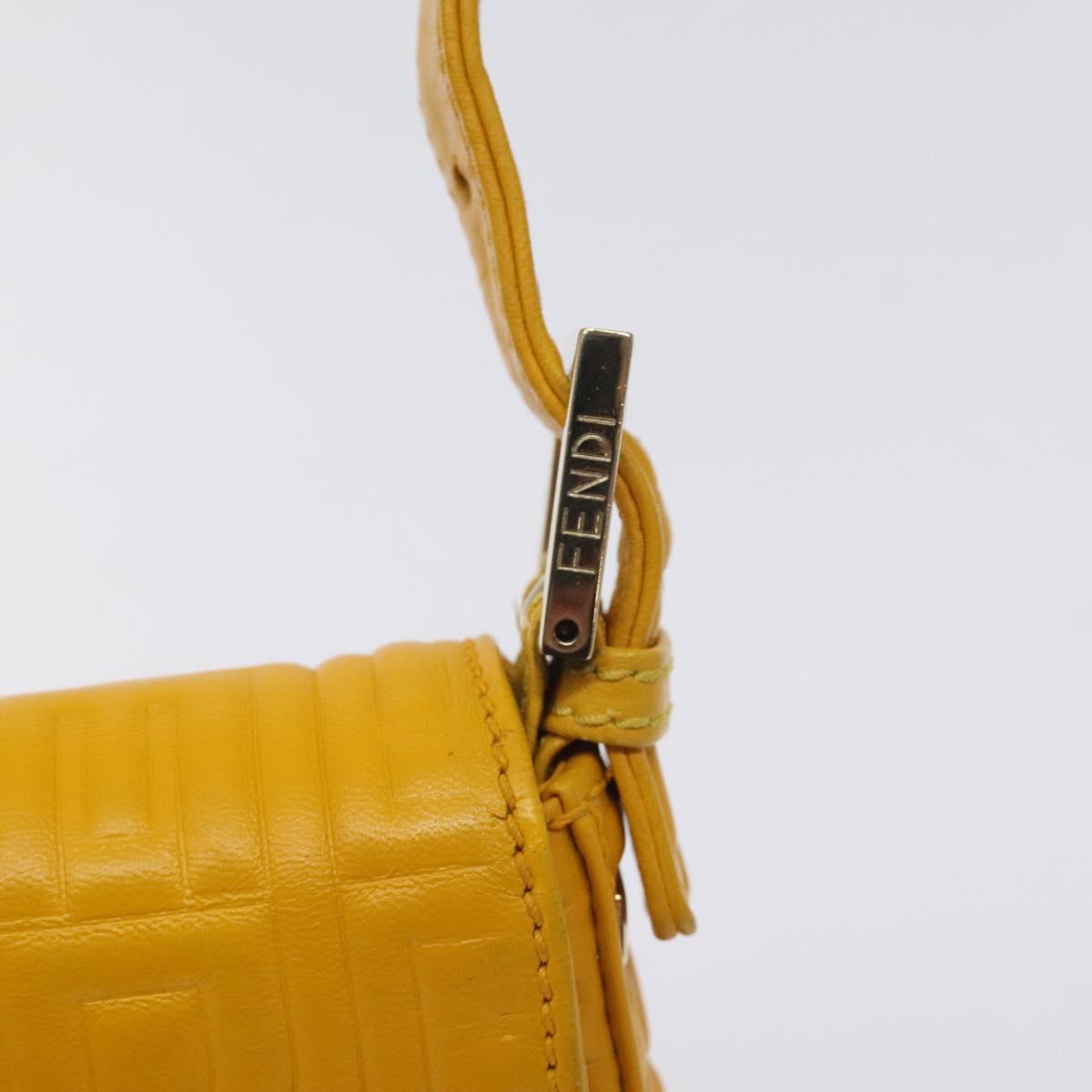 Fendi Baguette NM Bag Zucca Embossed Leather, YELLOW, LEATHER, Shoulder bag