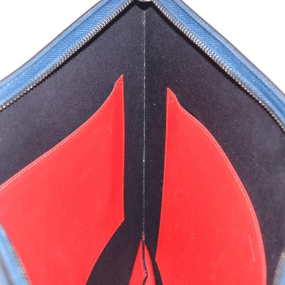 Christian Louboutin Trictrac Portfolio Leather and Spiked Leather, Blue, Leather, Handbag