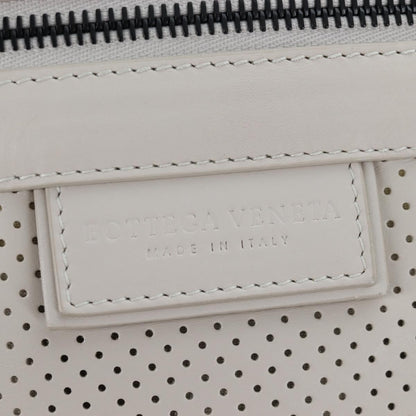 Bottega Veneta Drawstring Perforated Leather, Beige, Leather, Shoulder Bag