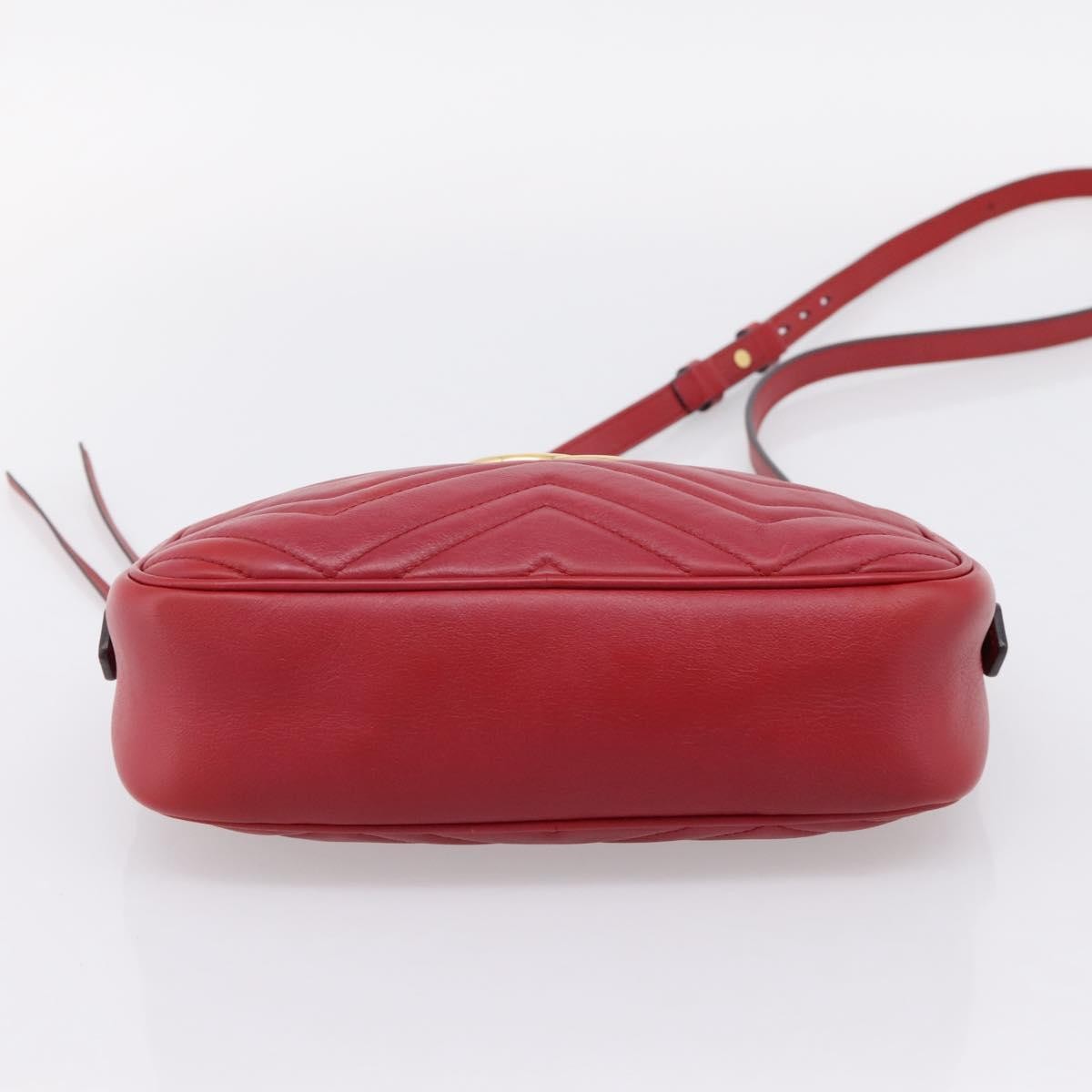 Gucci GG Marmont Matelasse Leather, Red, Leather, Shoulder Bag
