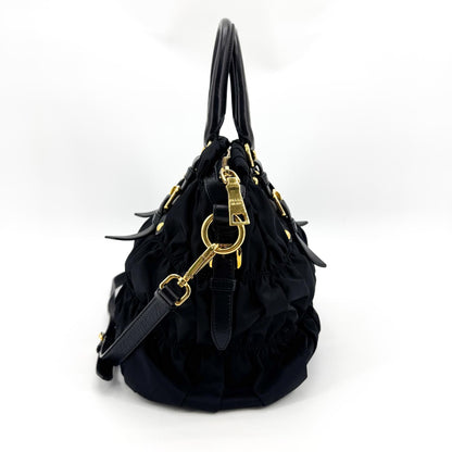 Prada Gaufre Nappa Leather, Black, Nylon, Tote Bag