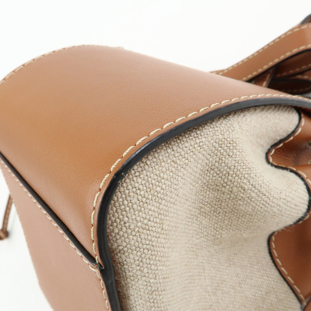 Loewe Hammock Leather and Canvas, Brown, Leather, Handbag