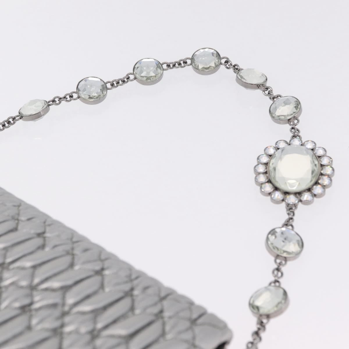 Miu Miu Crystal Clutch Matelasse Leather, Silver, Leather, Clutch
