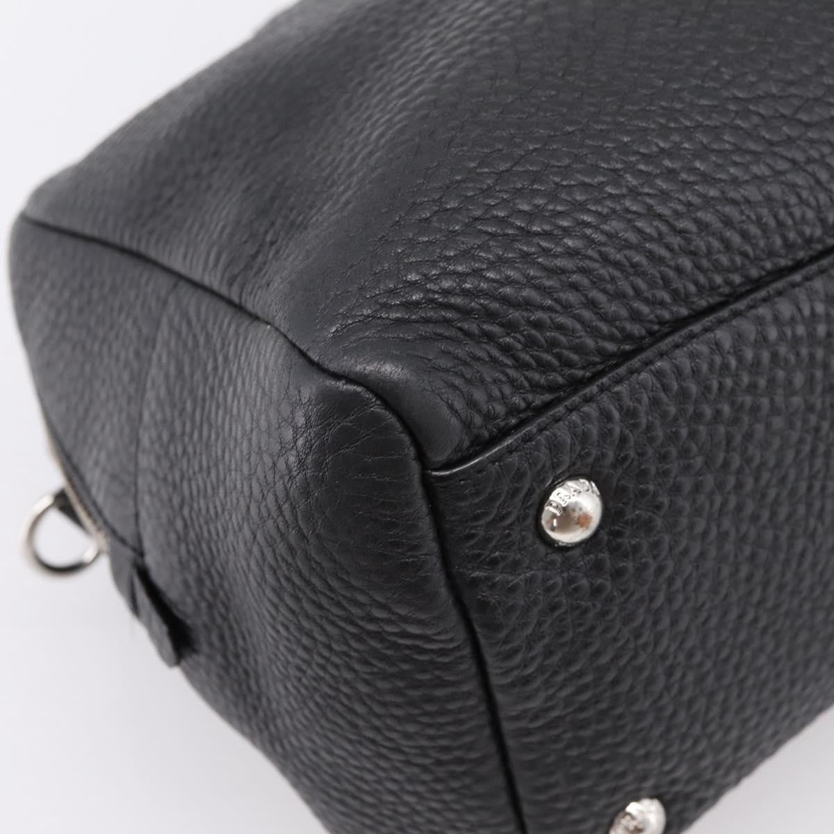 Prada Convertible Zip Satchel Vitello Daino, Black, Leather, Handbag
