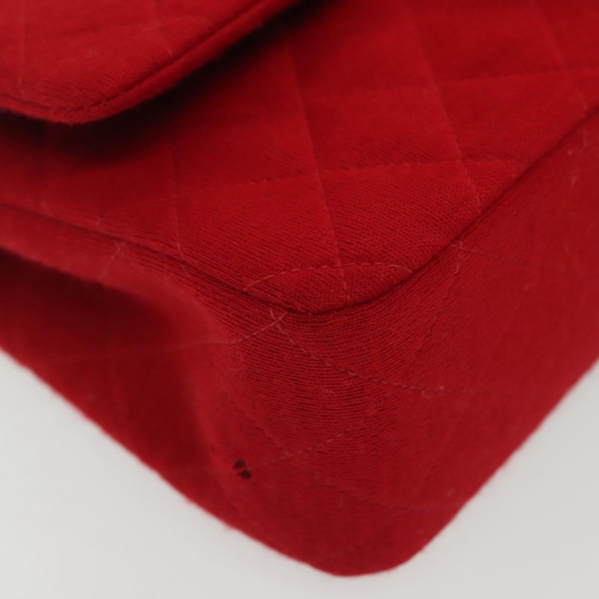 Chanel Vintage Classic Double Flap Bag Quilted Wool, RED, COTTON, Shoulder bag