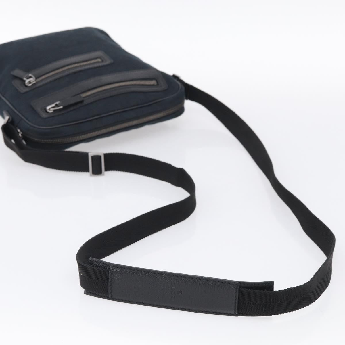 Gucci Front Zip Messenger Canvas and Leather, Black, Canvas, Crossbody Bag