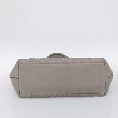 Bottega Veneta Side Snap Leather and Intrecciato Nappa, Gray, Leather, Tote Bag