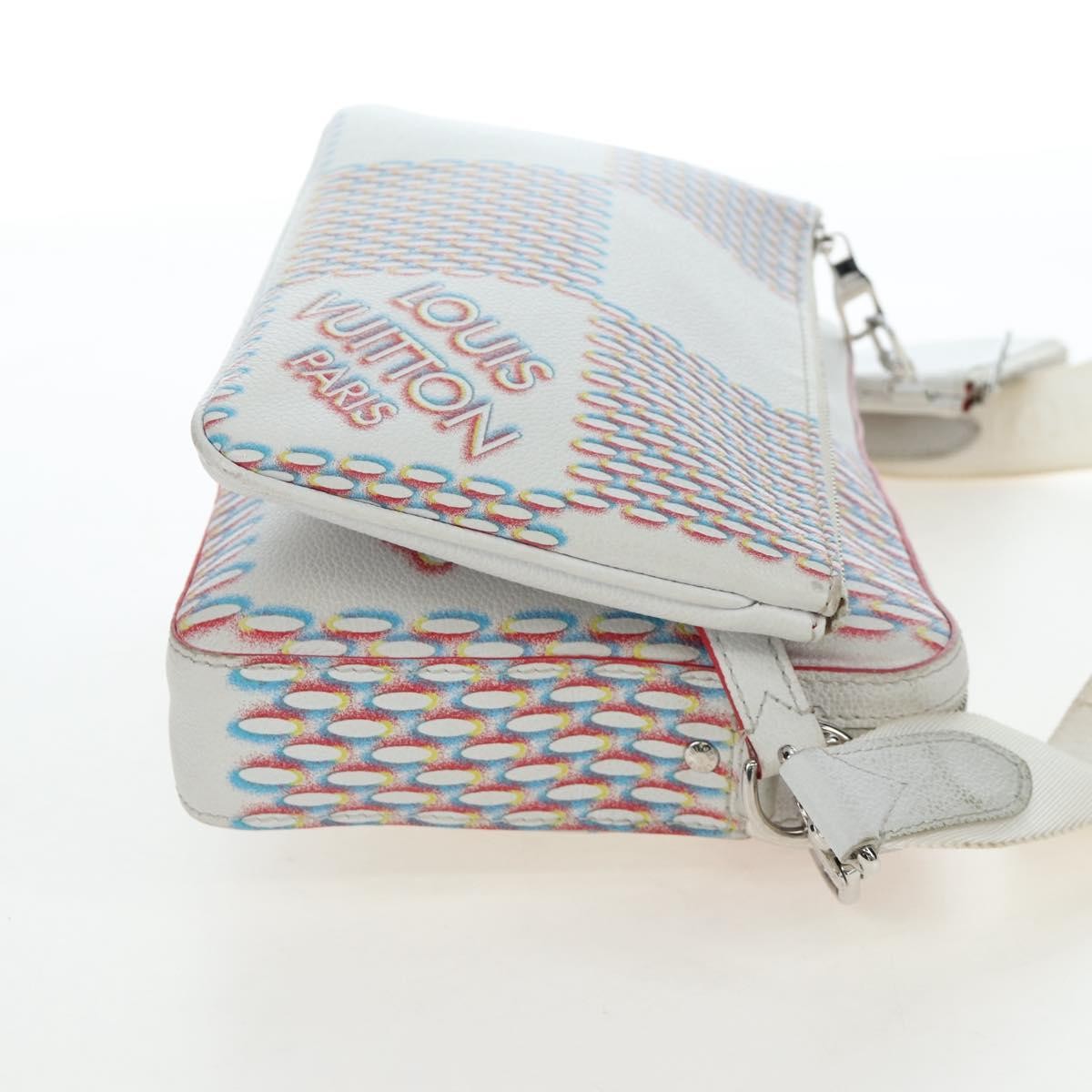 Louis Vuitton Trio Messenger Limited Edition Damier Spray Leather, White, Canvas, Handbag
