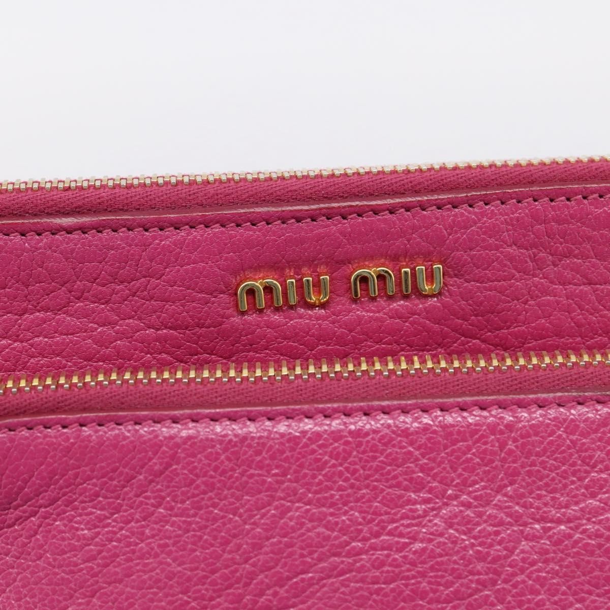 Miu Miu Madras Double Zip Leather, Pink, Leather, Crossbody Bag
