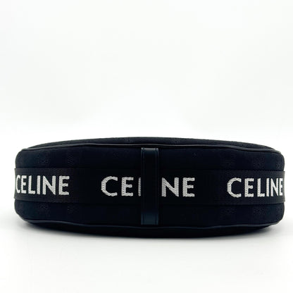Celine Ava Triomphe Coated Canvas, Black, Textile, Handbag