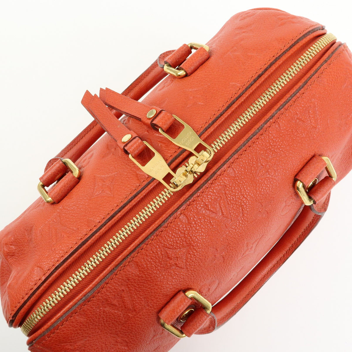 Louis Vuitton Speedy Bandouliere Monogram Empreinte Leather, Orange, Leather, Handbag