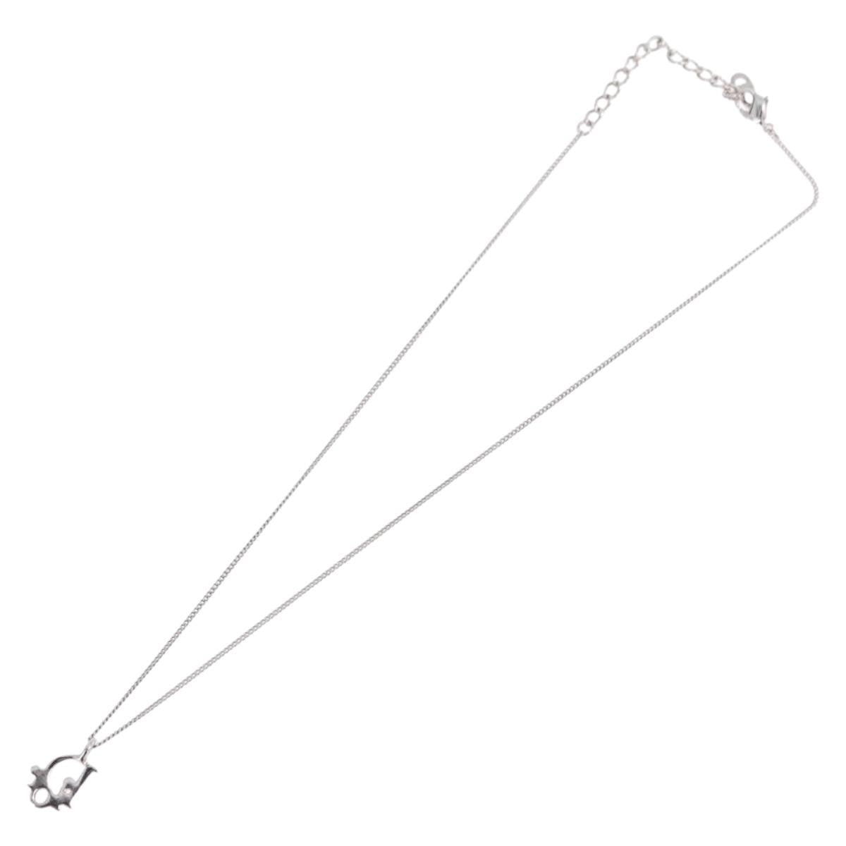 Christian Dior Vintage Logo Pendant Metal, Silver, Metal, Necklace
