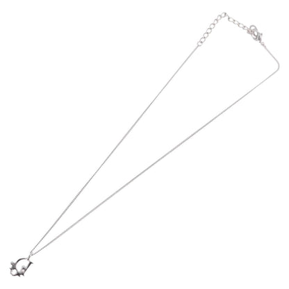 Christian Dior Vintage Logo Pendant Metal, Silver, Metal, Necklace