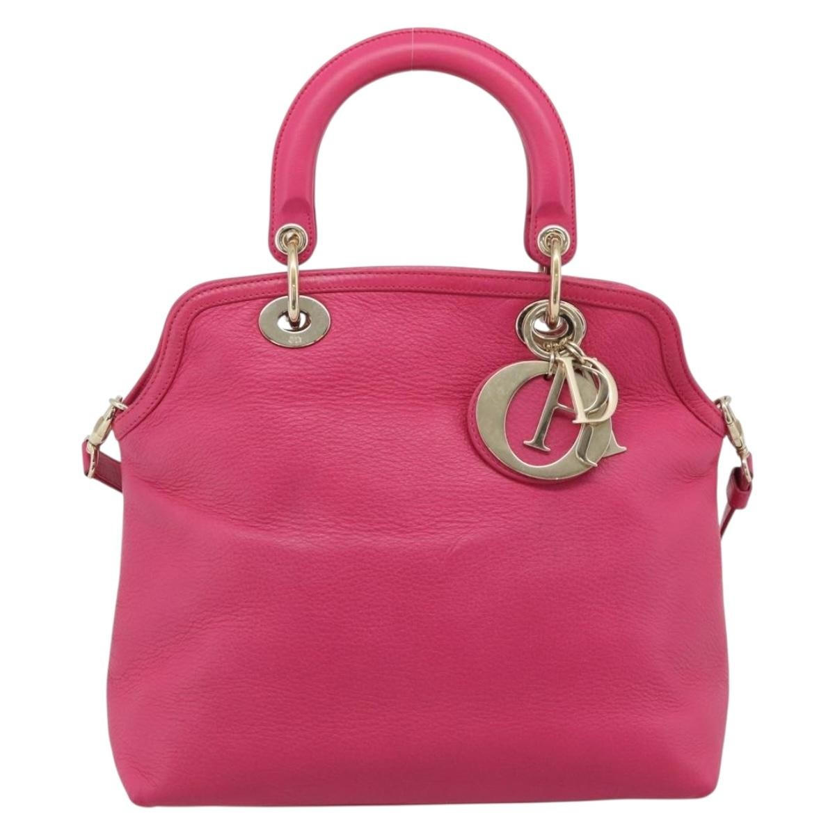 Christian Dior Granville Satchel Leather, Pink, Leather, Handbag