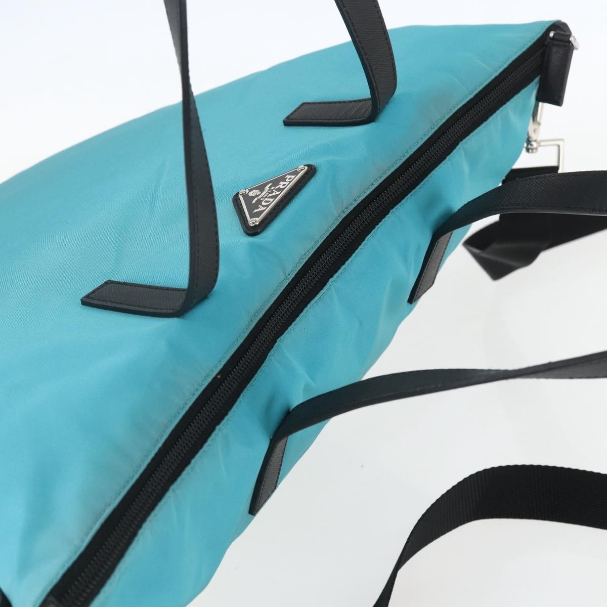 Prada Convertible Zip Tessuto, Turquoise, Nylon, Tote Bag