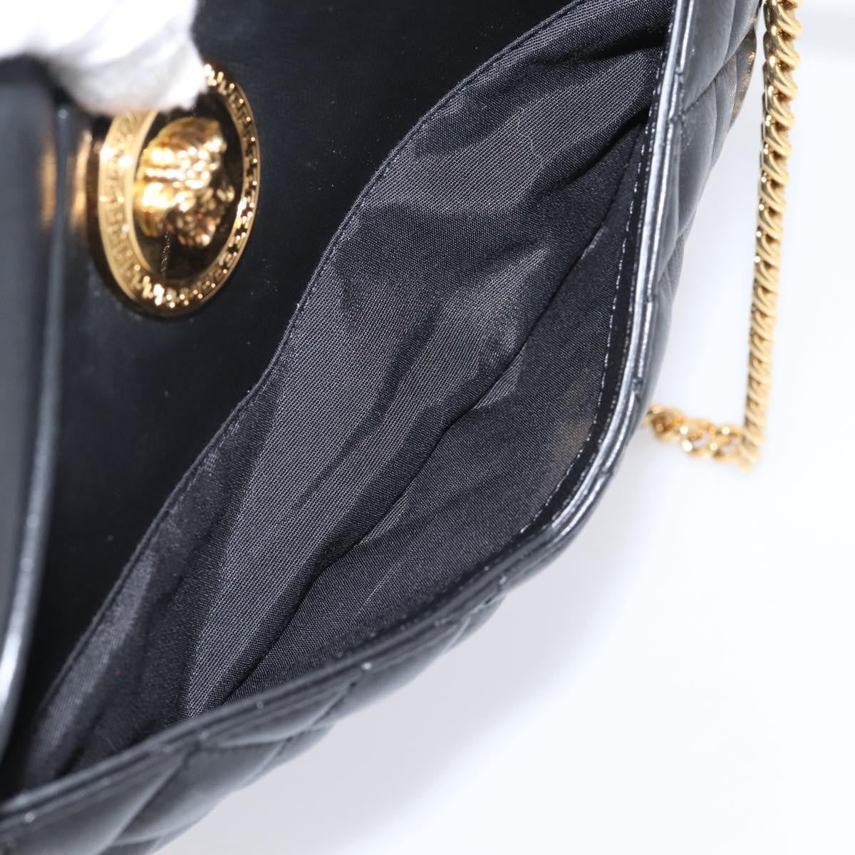 Versace Medusa Icon Front Slip Pocket Camera Quilted Leather, Black, Leather, Handbag