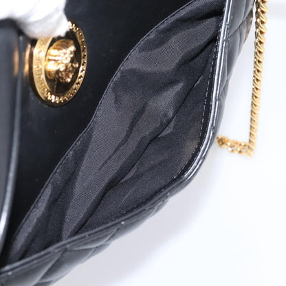 Versace Medusa Icon Front Slip Pocket Camera Quilted Leather, Black, Leather, Handbag
