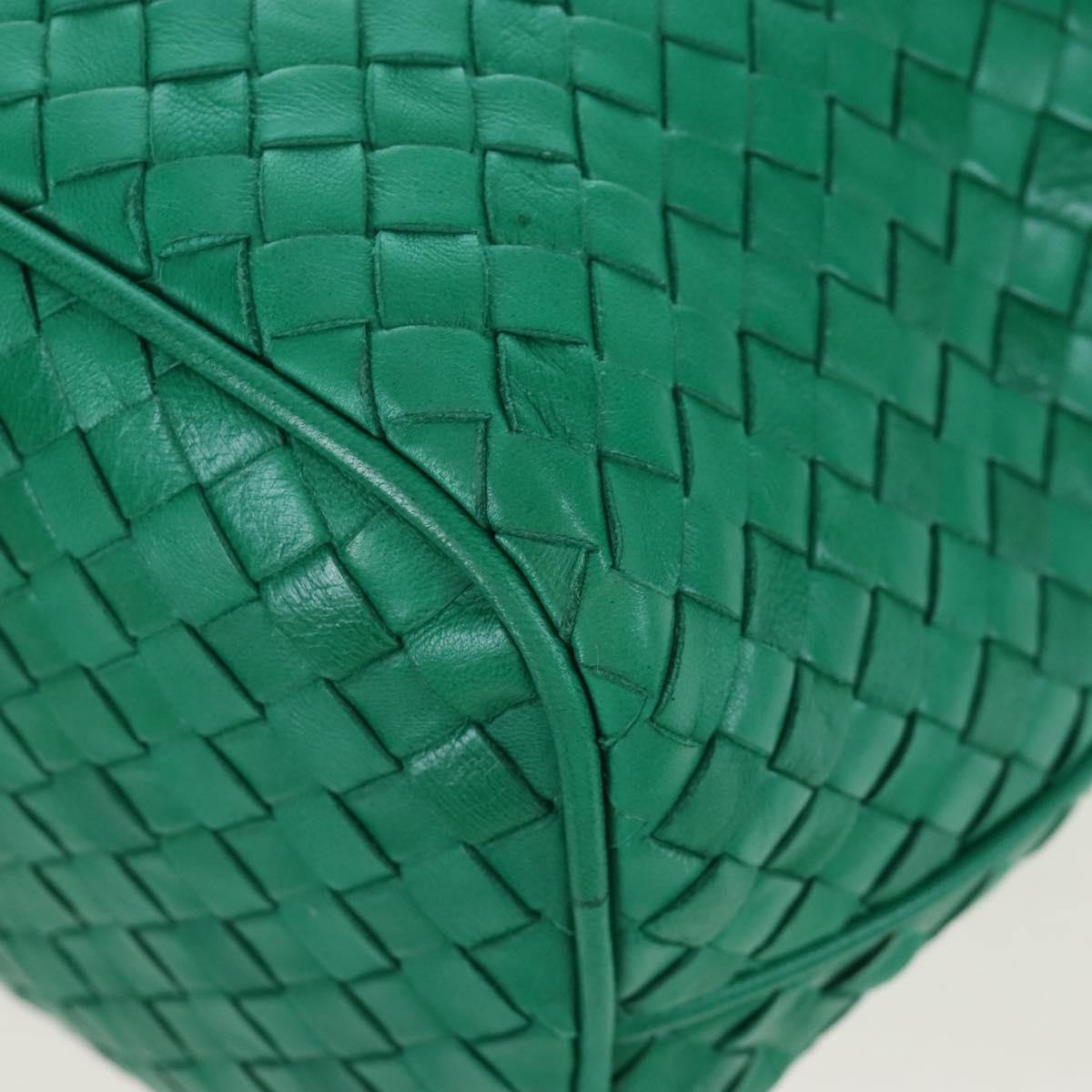 Bottega Veneta Intrecciato Shoulder Leather, Green, Leather, Shoulder Bag